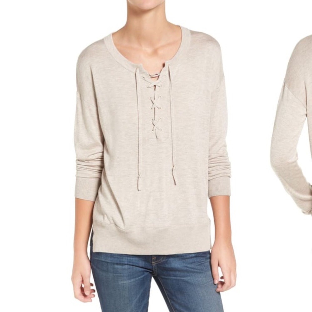 Splendid lace up sweater